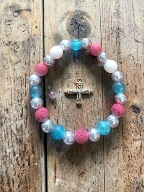 Styleandstone Patriotic Red White Blue Lava Rock Bracelet